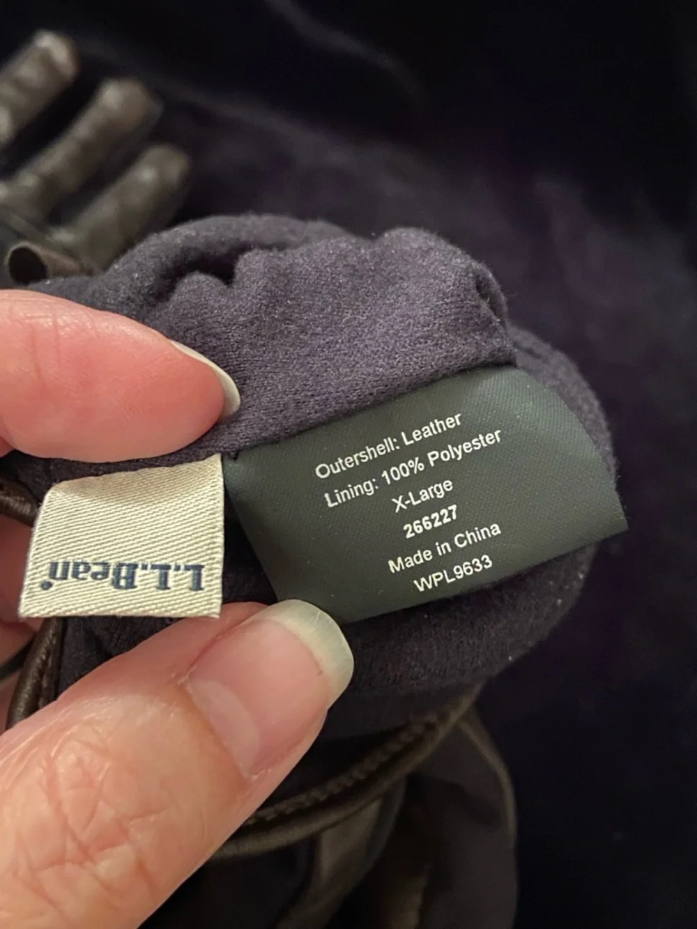 LL Bean Womens Genuine Butter Soft Leather Chocolate Brown Gloves X-Large Lined